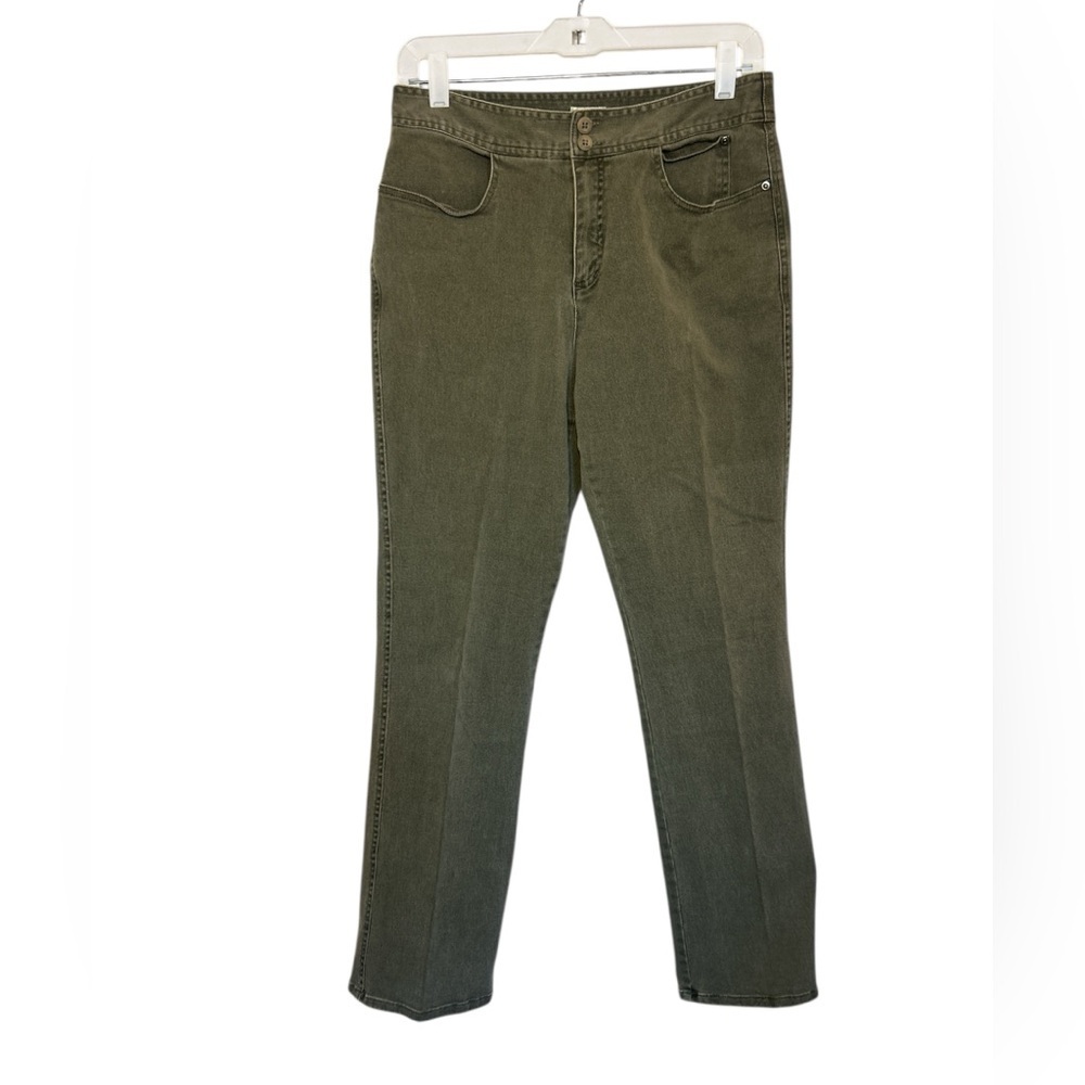 Chico's Olive Denim Casual Pants Bootcut size 1 (8/10) - Picture 1 of 6